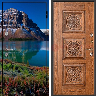 Входная дверь с фотопечатью озера и гор ДФ-6 в Пензе