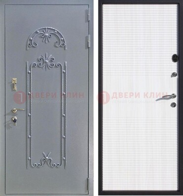 Серая входная дверь с порошковым покрытием ДП-67 в Жуковском