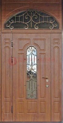 Одностворчатая парадная дверь Винорит со стеклом и ковкой ДПР-105 